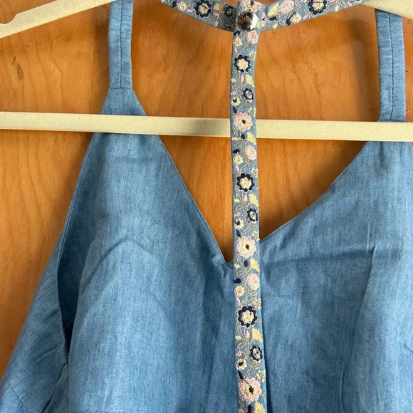 Doe & Rae Blue Denim-Look Ruffle Hem Tank - Picture 4 of 5